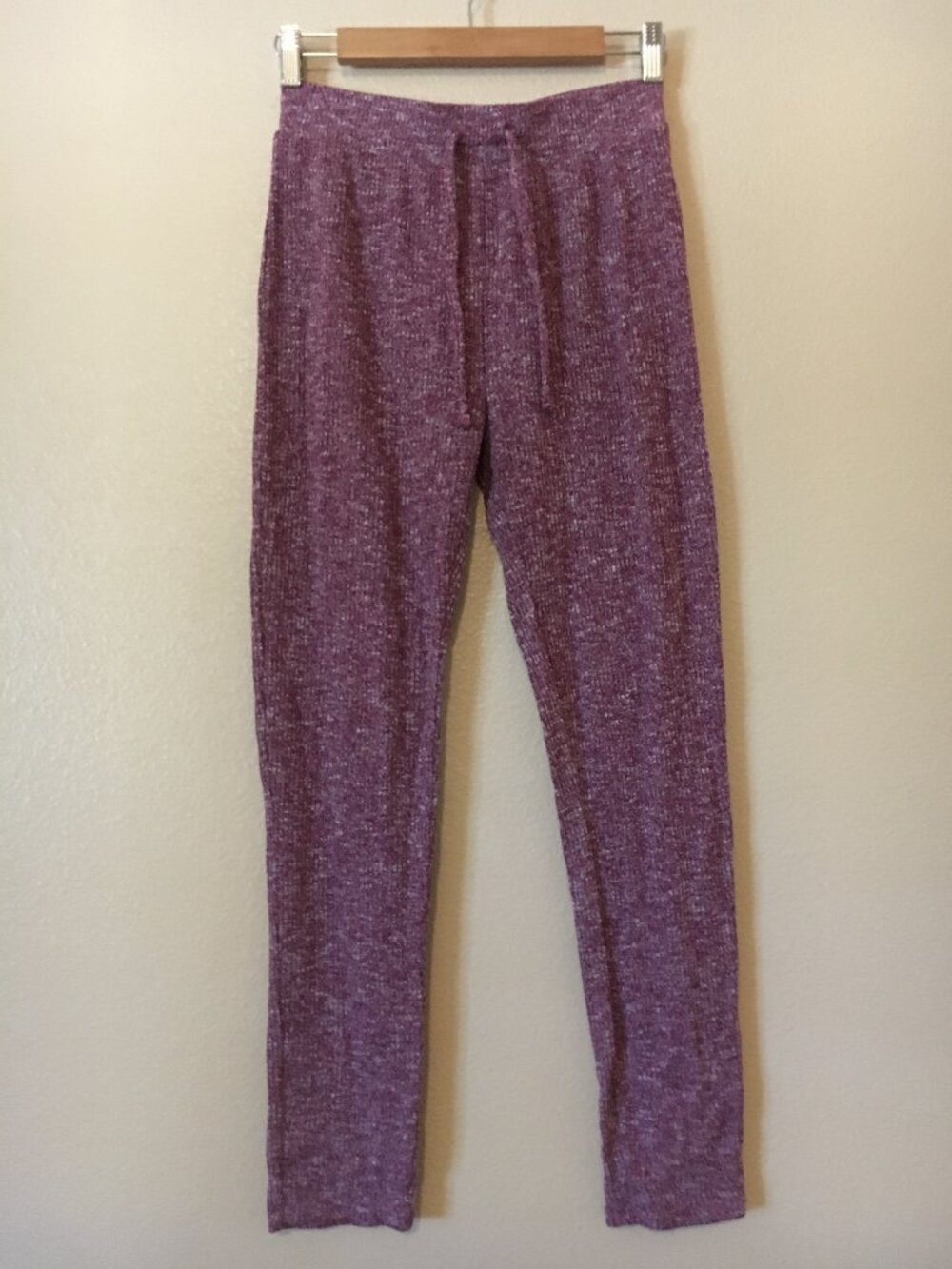 Gymshark Slounge Leggings M Rib Knit Pants Purple Plum Marl High Waist